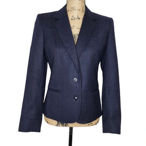 Harve Benard Womens Single Breasted Pinstripe Wool Blazer Suit Jacket Medium